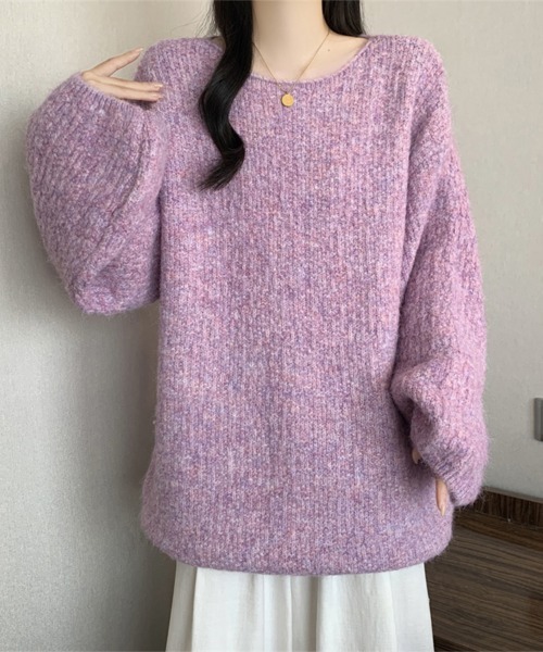 ニット セーター バルーンスリーブニットトップス レディース