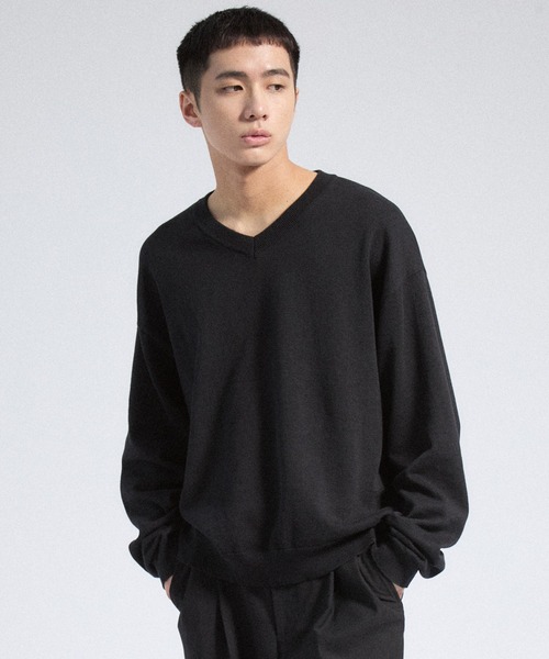 【Parts Lab.】ベーシックニットプルオーバー ブラック M Parts Lab. セーター ニット 「Parts Lab.」Basic Cotton Linen Knit
