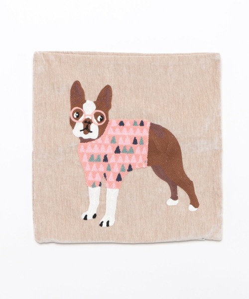クッション クッションカバー IO Select / DOG刺繍 45×45cm YWG-0002