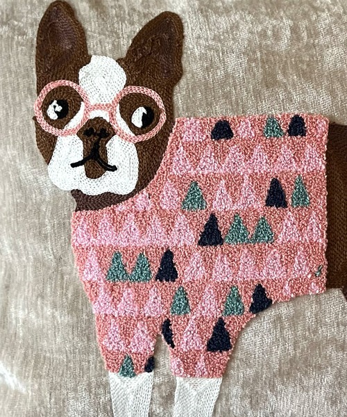 クッション クッションカバー IO Select / DOG刺繍 45×45cm YWG-0002