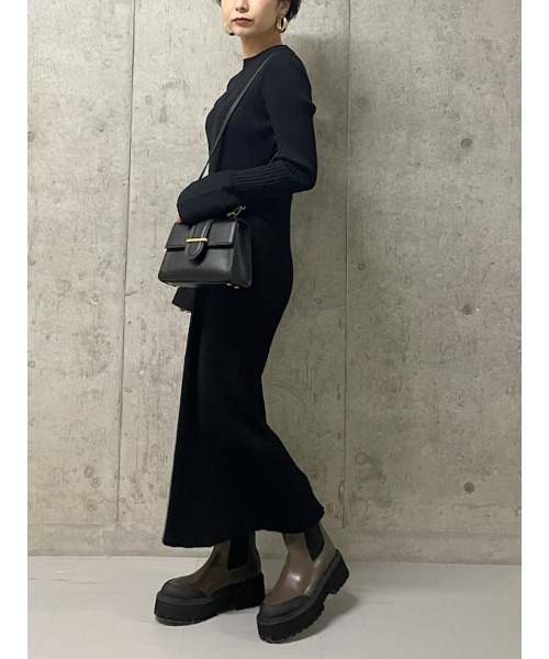 「Mila Owen」 ニットワンピース 0 ブラック レディース_画像2