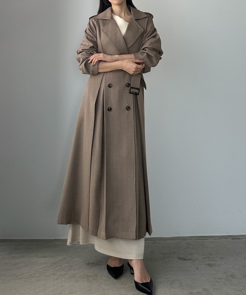 ayako suzuki さま専用helder エルデール　トレンチコート Louere（ルエレ） トレンチコート コート 薄手タックフレアトレンチ
