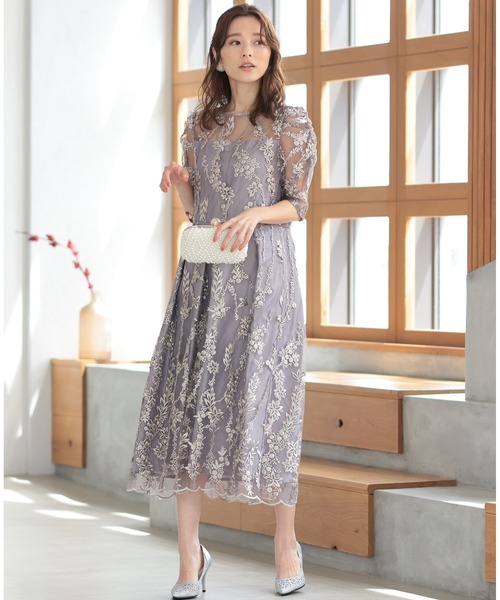 「PREFERIR」 7分袖ワンピース LARGE ブラック レディース_画像3