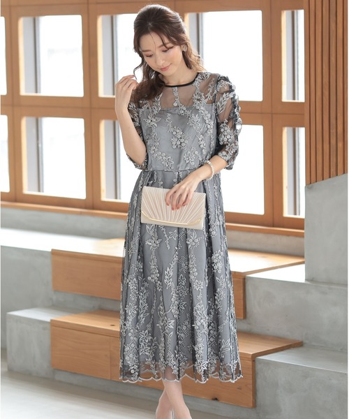 「PREFERIR」 7分袖ワンピース LARGE ブラック レディース_画像8