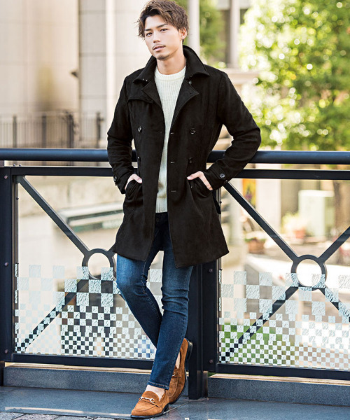 CavariA【キャバリア】フェイクスウェードトレンチコート ブラックL CavariA（キャバリア） トレンチコート コート 「CavariA/キャバリア