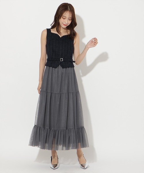 AND COUTURE（アンドクチュール） ワンピース ツイード×チュール