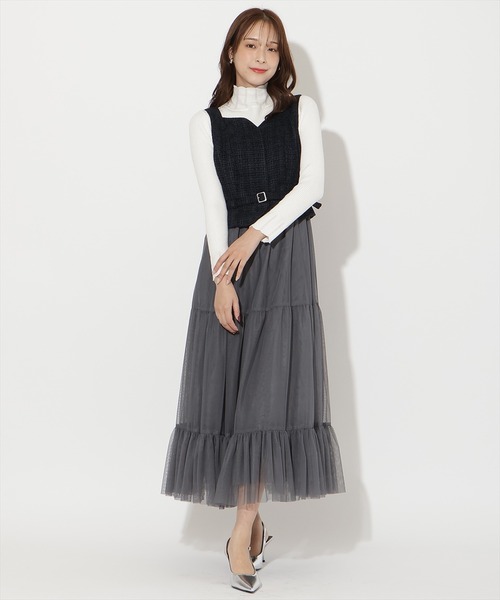 AND COUTURE（アンドクチュール） ワンピース ツイード×チュール