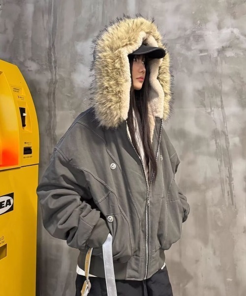 LACーVERT ブルゾン アウター フード付きステッチボアブルゾン