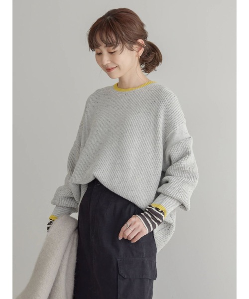 「AMERICAN HOLIC」 長袖ニット M 杢グレー レディース_画像9