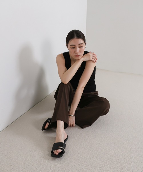 select MOCA（セレクトモカ） サンダル スクエアトゥリングフラット 