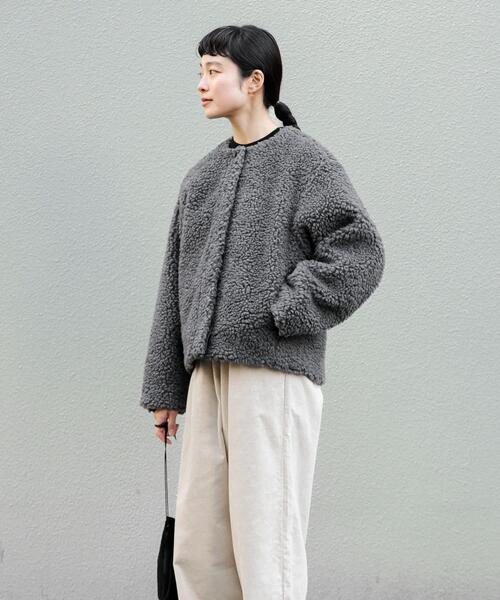 かぐれ ノーカラージャケット FREE チャコールグレー レディース