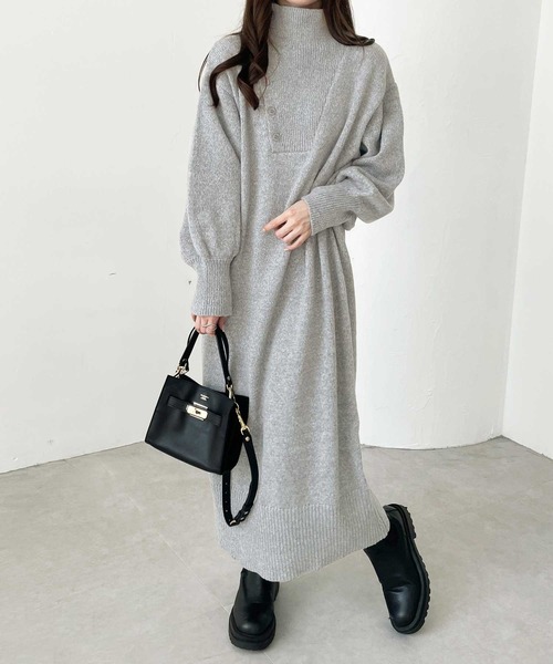 「GeeRA」 ニットワンピース LARGE 杢グレー レディース_画像7