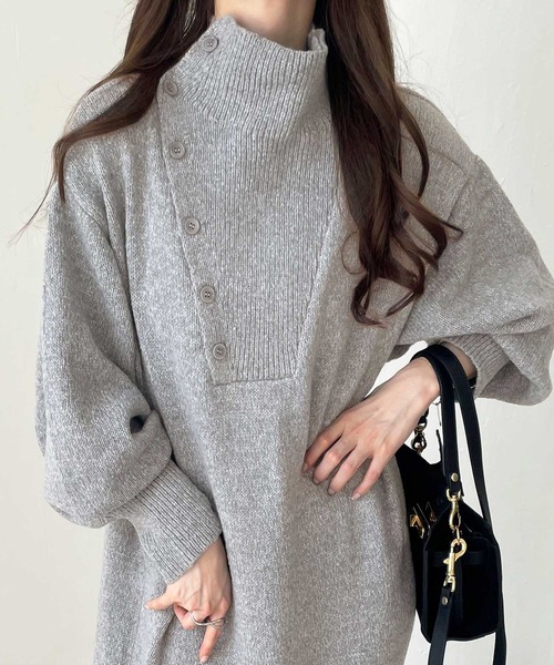 「GeeRA」 ニットワンピース LARGE 杢グレー レディース_画像8