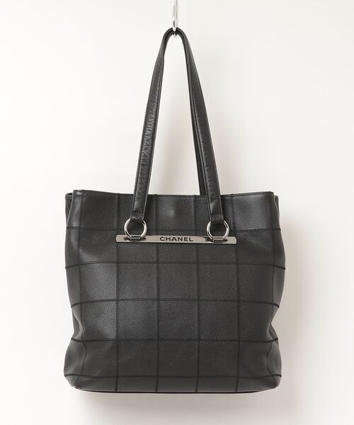 シャネル CHANEL トートバッグ チョコバー ブラック CHANEL（シャネル） チョコバー キャビアスキン トートバッグ
