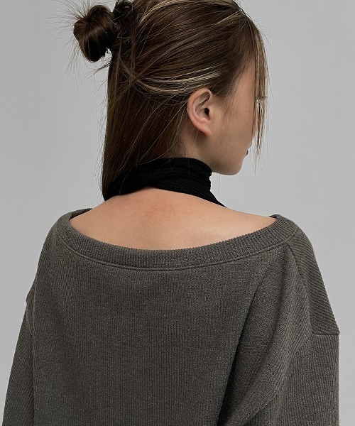 「BLACKUP」 長袖カットソー ONESIZE カーキ レディース_画像3