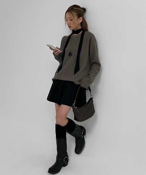 「BLACKUP」 長袖カットソー ONESIZE カーキ レディース_画像7