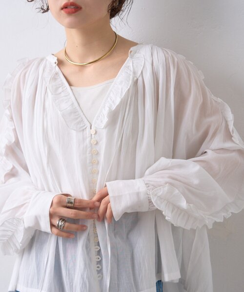 WILLOW ブラウス シャツ 「willow」シアーフリルボリュームブラウス