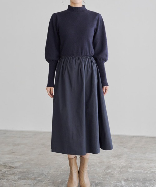 「Pierrot」 ドッキングワンピース M チャコールグレー×ブラック レディース_画像4