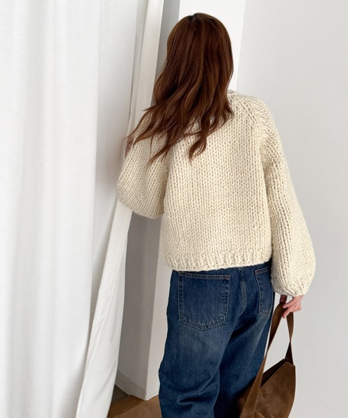 El mar アイボリー 長袖カーディガン CANAL JEAN（キャナルジーン） 「El mar」ニットカーディガン ONE SIZE
