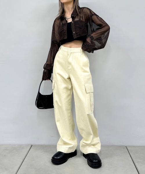 「WHO'S WHO gallery」 カーゴパンツ FREE ブラック レディース_画像9