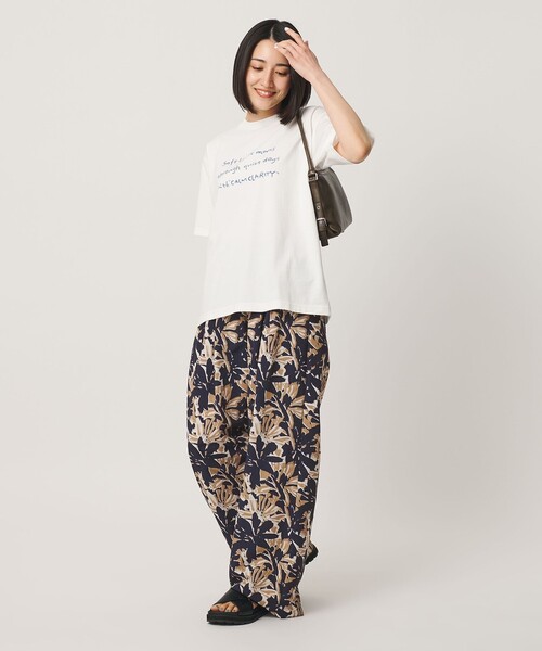 ワイドパンツ パンツ 「WEB限定」フラワープリント イージーパンツ ウォッシャブル レディースの画像