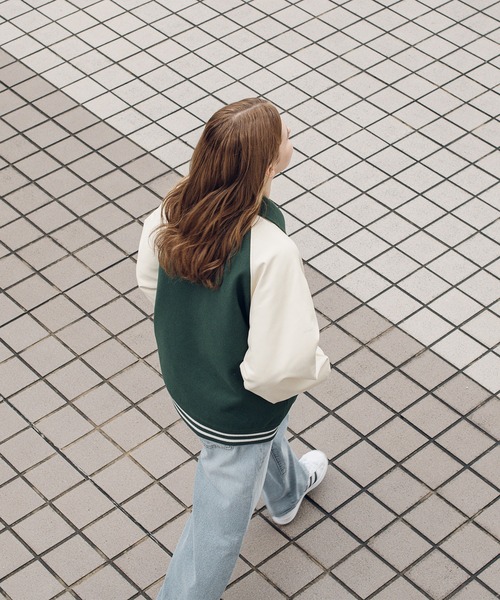 「MUHET」 スタジャン MEDIUM グリーン レディース_画像5