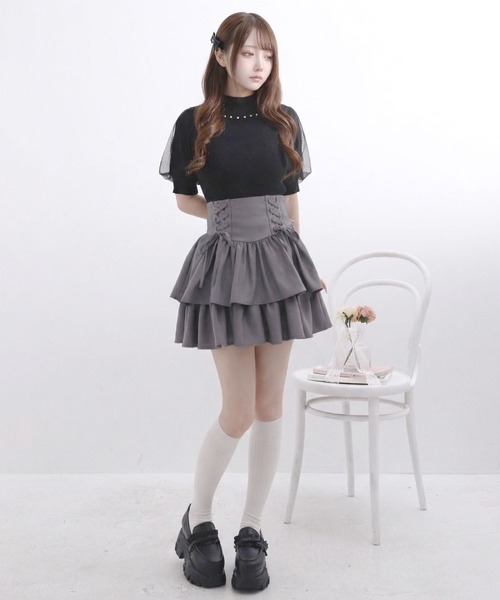 Lilymel（リリメル） スカート レースアップティアードミニスカート