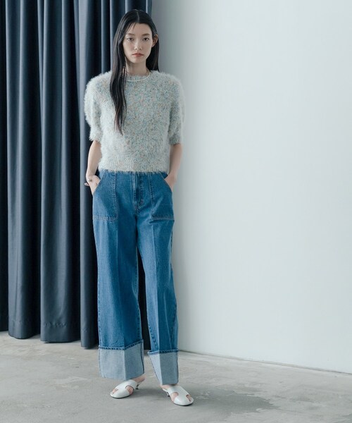「GALLEST」 半袖ニット 38 ブラック レディース_画像2