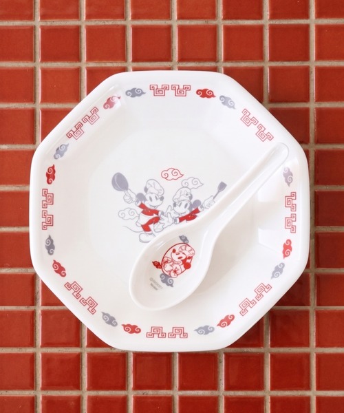 大幅値下げ　ディズニーミッキー＆ミニーちゃん　中華皿フルセット Disney（ディズニー） 食器 「DISNEY/ディズニー」ミッキー＆ミニー 町
