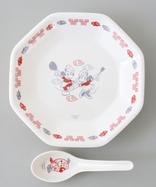 大幅値下げ　ディズニーミッキー＆ミニーちゃん　中華皿フルセット Disney（ディズニー） 食器 「DISNEY/ディズニー」ミッキー＆ミニー 町
