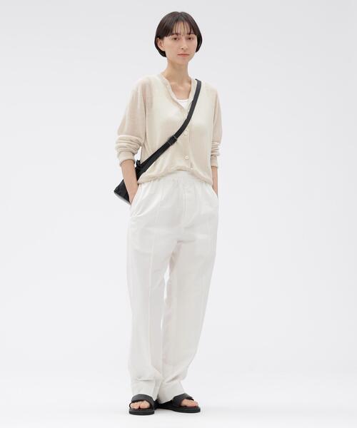【美品】  MARGARET HOWELL / マーガレットハウエル | FINE LINEN Vネック リネン カーディガン | 2 | Black | レディース MARGARET HOWELL（マーガレットハウエル） カーディガン FINE LINEN
