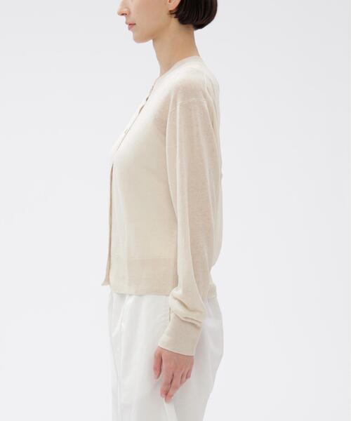 【美品】  MARGARET HOWELL / マーガレットハウエル | FINE LINEN Vネック リネン カーディガン | 2 | Black | レディース MARGARET HOWELL（マーガレットハウエル） カーディガン FINE LINEN