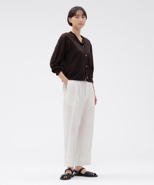 【美品】  MARGARET HOWELL / マーガレットハウエル | FINE LINEN Vネック リネン カーディガン | 2 | Black | レディース MARGARET HOWELL（マーガレットハウエル） カーディガン FINE LINEN