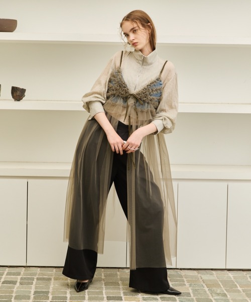 デニムビスチェ×チュールフリルロングワンピース AIC. ワンピース チュールフリルデニムワンピース : ZOZOTOWN Yahoo!店