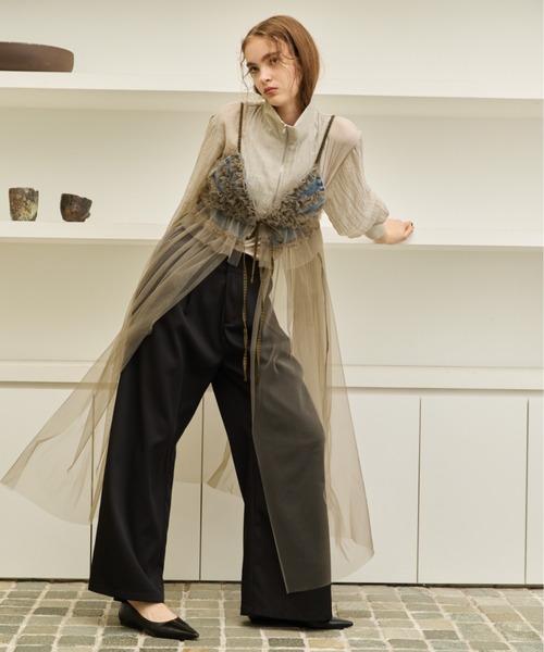デニムビスチェ×チュールフリルロングワンピース AIC. ワンピース チュールフリルデニムワンピース : ZOZOTOWN Yahoo!店