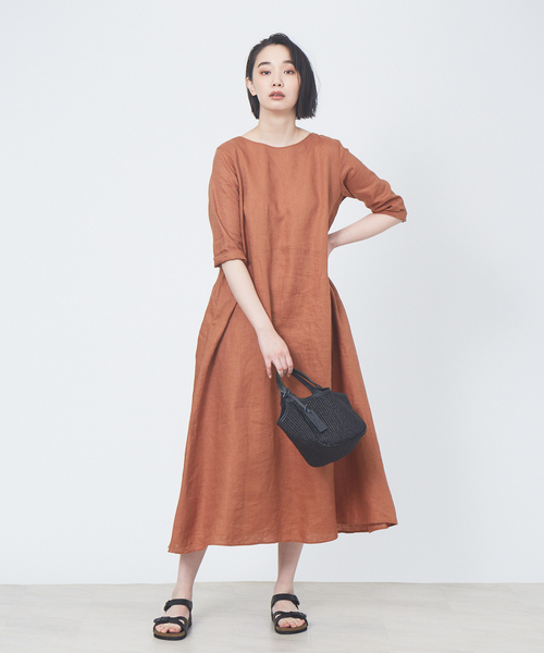「collex」 7分袖ワンピース フリー ベージュ レディース_画像3