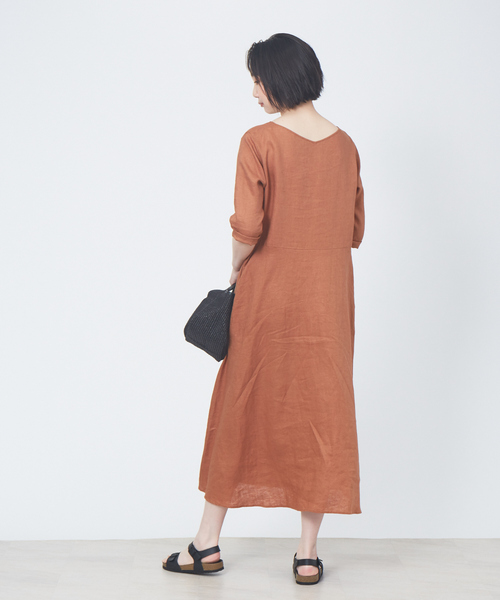 「collex」 7分袖ワンピース フリー ベージュ レディース_画像6