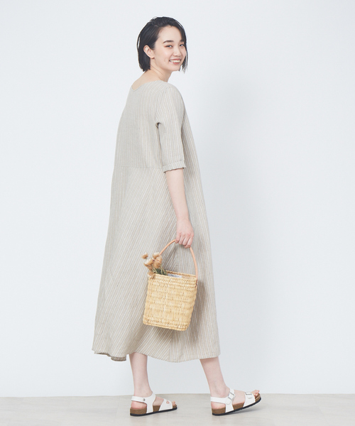 「collex」 7分袖ワンピース フリー ベージュ レディース_画像7