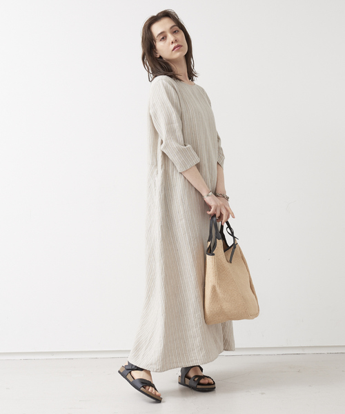 「collex」 7分袖ワンピース フリー ベージュ レディース_画像8
