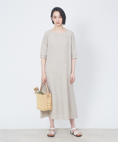 「collex」 7分袖ワンピース フリー ベージュ レディース_画像9