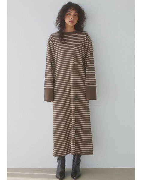 「ALEXIA STAM」 長袖ワンピース M ブラウン系その他 レディース_画像8