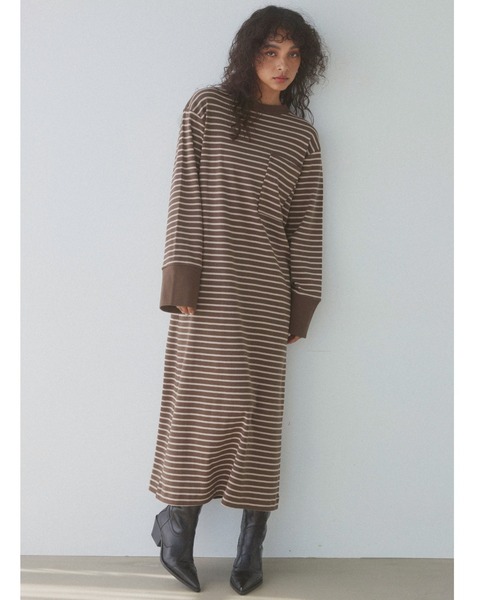 「ALEXIA STAM」 長袖ワンピース M ブラウン系その他 レディース_画像9