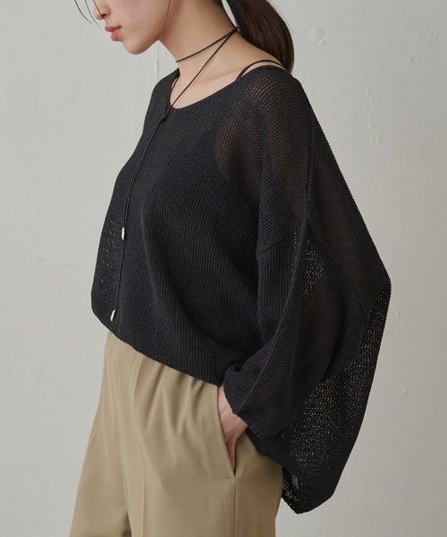 「LOUNGEDRESS」 7分袖ニット FREE ベージュ レディース_画像2