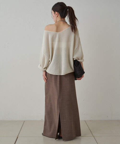 「LOUNGEDRESS」 7分袖ニット FREE ベージュ レディース_画像7