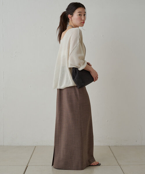 「LOUNGEDRESS」 7分袖ニット FREE ベージュ レディース_画像8