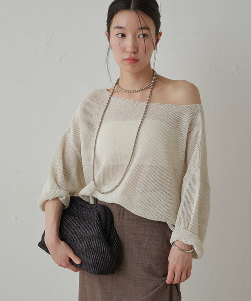 「LOUNGEDRESS」 7分袖ニット FREE ベージュ レディース_画像10