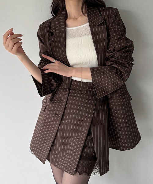 JUNOAH（ジュノア） セットアップ ストライプオーバーサイズジャケット