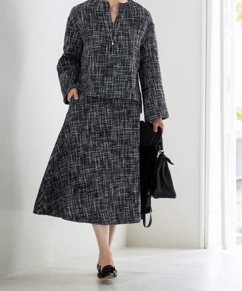 ur's（ユアーズ） セットアップ ツイードキーネックトップス×スカート