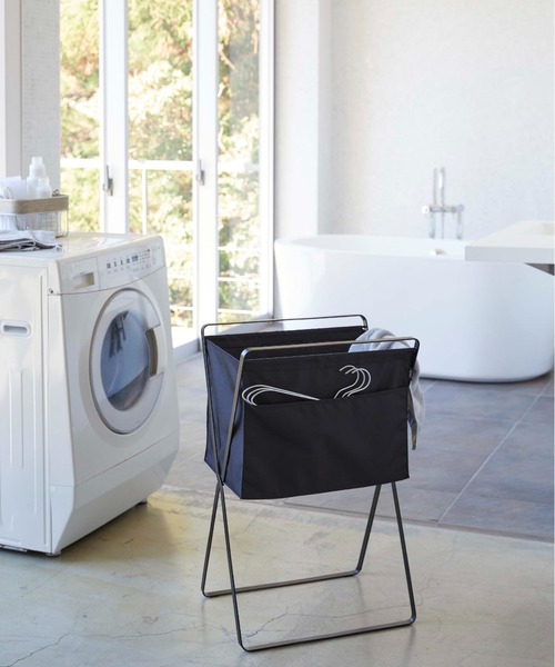 【tower】ランドリー バスケットワゴン セット　黒 tower ランドリーグッズ tower (タワー) 折り畳み高床式