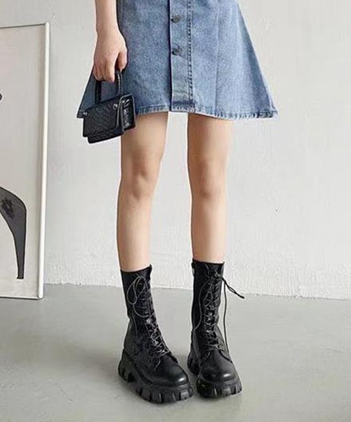 Lace Ladies（レースレディース） ブーツ 厚底レースアップミドル
